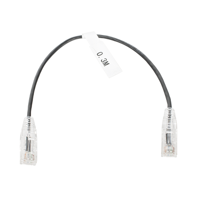 Cable de Parcheo Slim UTP Cat6 - 30 cm Negro Diámetro Reducido (28 AWG)