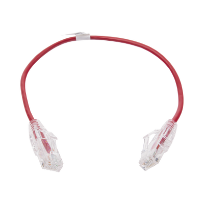 Cable de Parcheo Slim UTP Cat6 - 30 cm Rojo Diámetro Reducido (28 AWG)