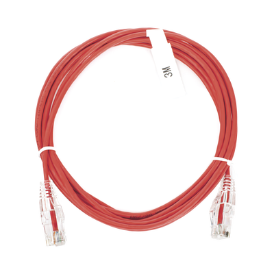 Cable de Parcheo Slim UTP Cat6 - 3 m Rojo Diámetro Reducido (28 AWG)