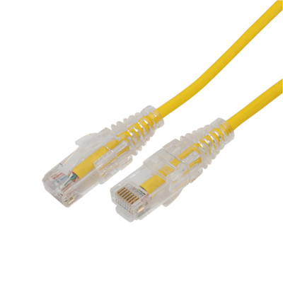Cable de Parcheo Slim UTP Cat6A - 1 m Amarillo, Diámetro Reducido (28 AWG)