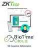 ZKTECO BIOTIMECLOUDADDUSER50 - Licencia de incremento para 50 usuarios adicionales para BioTime Cloud de 3 años / Se requiere licencia base para su activación