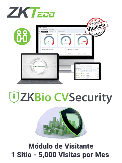 ZKTECO ZKBIOCVVISP15K - Licencia para gestión de Visitas en BioCVSecurity / 5000 Visitas por Mes / 1 Sitio de Registro / Vitalicia