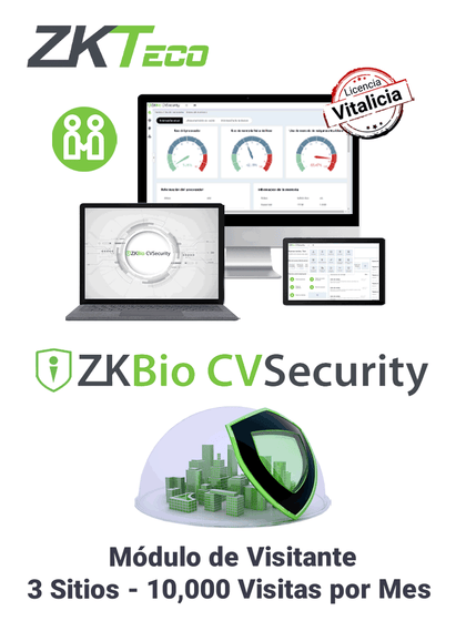 ZKTECO ZKBIOCVVISP31W - Licencia para gestión de Visitas en BioCVSecurity / 10,000 Visitas por Mes / 3 Sitios de Registro / Vitalicia