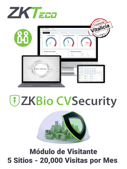 ZKTECO ZKBIOCVVISP52W - Licencia para gestión de Visitas en BioCVSecurity / 20,000 Visitas por Mes / 5 Sitios de Registro / Vitalicia