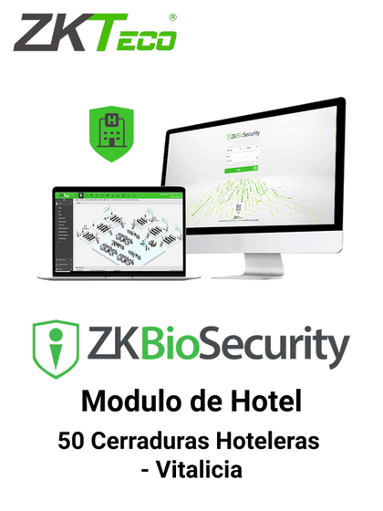ZKTECO ZKBSHOTELP50 - Licencia para Modulo de Hoteleria Biosecurity Capacidad 50 Cerraduras Hoteleras