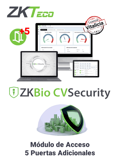 ZKTECO ZKBIOCVACADDONP5 - Modulo Vitalicio de Control de Acceso para Agregar 5 Puertas adicionales en BioCVSecurity / Arriba de 25 Puertas