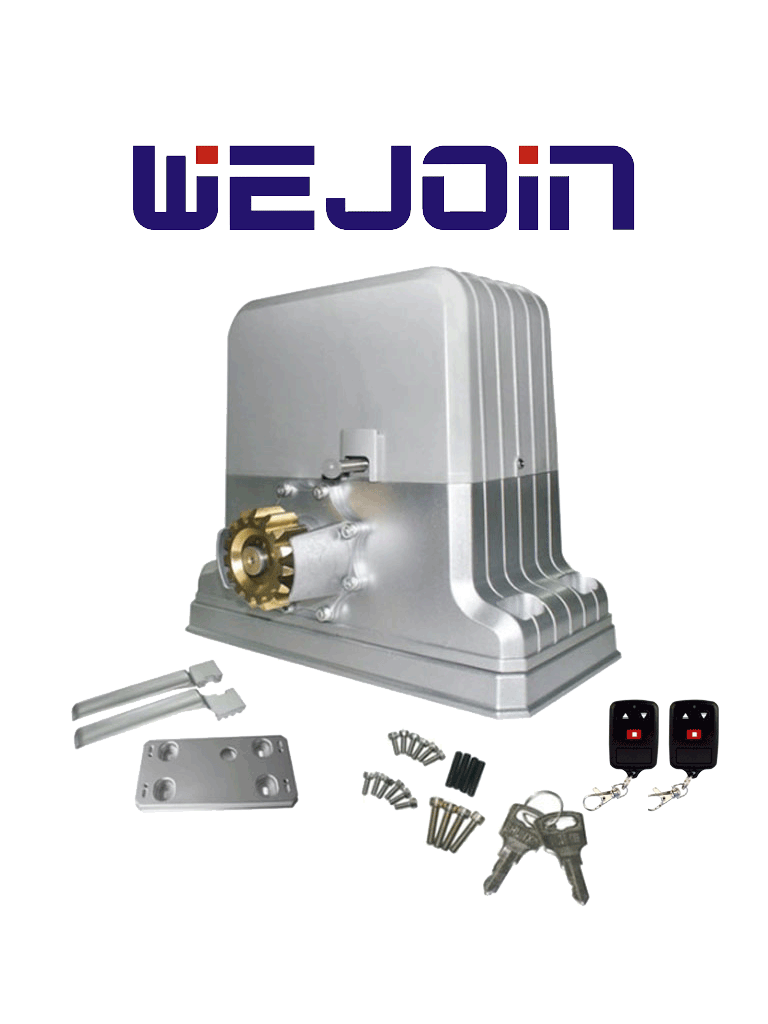 WEJOIN WJPKMP202 - Motor para portón deslizante o corredizo / Soporta hasta 1800 Kg / Control remoto 418 Mhz / Limites físicos / Compatible con Cremallera WJKJCT