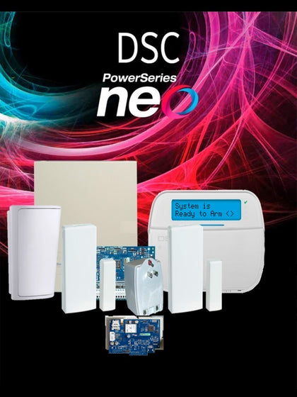 DSC NEO-RF-LCD-IP-SB Paquete NEO 32 Zonas Inalámbricas/Panel HS2032/Comunicador TL280E/Teclado ALFANUMÉRICO con TRANSCEPTOR HS2LCDRF9N/2 Contactos PG9303/Sensor Inalámbrico PG9914/Fuente PTC1640U/Gabinete /Sin Batería/#LosPrincipales #HSDSC