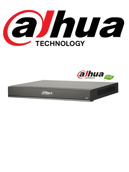 DAHUA DHINVR521616PI - NVR 16 Canales IP / 4K con inteligencia artificial / Reconocimiento facial / IA / H265+ / Rendimiento 320 Mbps /  HDMI / VGA / 16 Puertos  PoE / Soporta 2  HDD/ #Proyectos