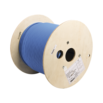 Bobina de Cable Blindado F/UTP de 4 Pares, Cat6A, Soporte de Aplicaciones 10GBase-T, LSZH (Libre de Gases Tóxicos), Color Azul, 305m