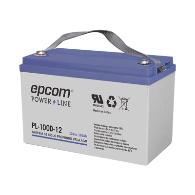 Acumulador EPCOM 12V @ 100Ah Tecnología VRLA AGM Ciclo Profundo para Aplicaciones Fotovoltaicas terminales tipo M6 ( HEX )