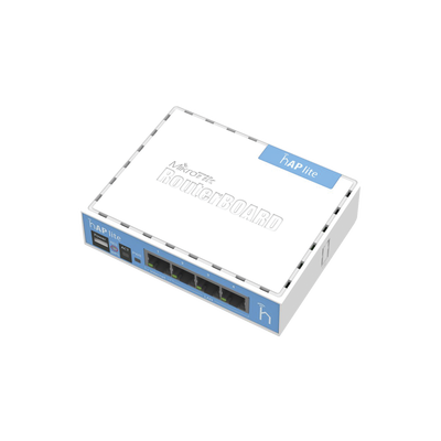(hAP Lite) 4 Puertos Fast Ethernet y  Wi-Fi 2.4 GHz 802.11 b/g/n