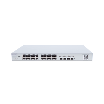 Switch Administrable PoE con 24 puertos Gigabit PoE 802.3af/at + 4 SFP+ para fibra 10Gb, gestión gratuita desde la nube, 370w