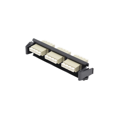 Placa acopladora de Fibra Óptica Quick-Pack, Con 3 Conectores LC Quad (12 Fibras), Para fibra Multimodo, Beige