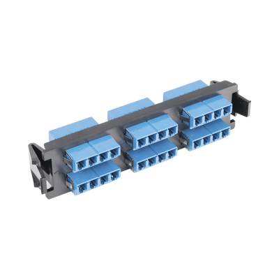 Placa acopladora de Fibra Óptica Quick-Pack, Con 6 Conectores LC/UPC Quad (24 Fibras), Para Fibra Monomodo, Azul