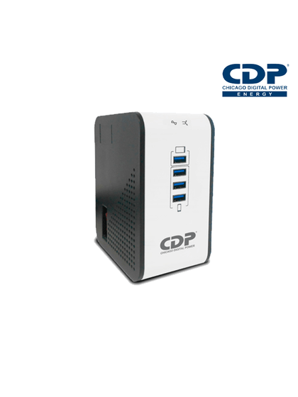 CDP R2CU-AVR 1008 - Regulador de Voltaje de Escritorio NEMA 5-15 / 1000VA/400W / 8 tomas de salida / 1 Toma para carga de tablet / 3 Tomas para carga de smartphone