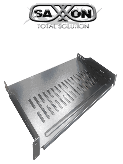 SAXXON 70140101- Charola ventilada para gabinete y rack/ Medidas de 19 pulgadas de ancho x 25.4 cm de profundidad/ 1 UR/ Soporta hasta 10 KG