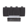 KIT de Amplificador de 120W para Escritorio | 4 Altavoces de Pared color Negro 2.5W - 20W | Sistema 70/100V