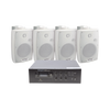 KIT de Amplificador de 120W para Escritorio | 4 Altavoces de Pared color Blanco 2.5W - 20W | Sistema 70/100V