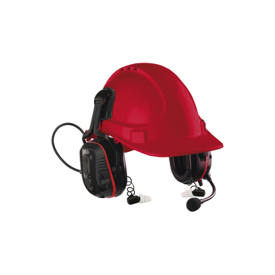 Los únicos Protectores auditivos  (intrínsecamente seguro) con doble protección de ruido con casco con comunicación incorporada