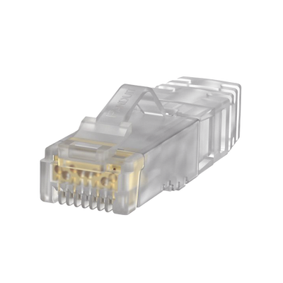 Plug RJ45 Cat6A, Para Cable UTP de Calibre 23-24 AWG, Chapado en Oro de 50 micras, Paquete de 100 piezas