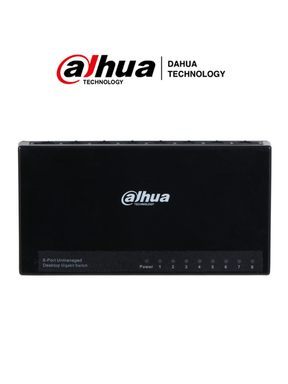 DAHUA PFS3008-8GT-L - Switch para Escritorio 8 Puertos/ Gigabit Ethernet/ 10/100/1000/ Diseño Compacto/ Capa 2/ switching 16 Gbps/ Velocidad de Reenvio de paquetes11.9 Mbps/ Negro