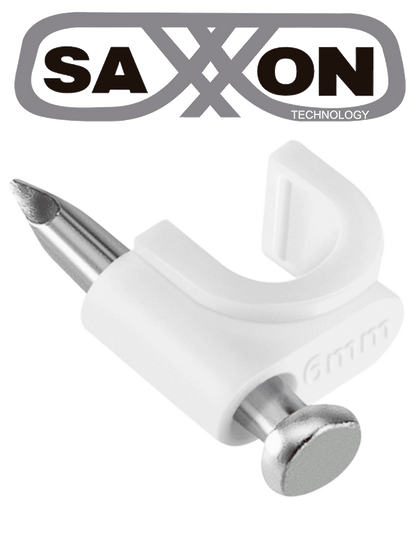 SAXXON GRA955B - Bolsa de 50 grapas de pared/ Color blanco/Diametro: 6mm / Con clavo de 3/4 para concreto de alta resistencia
