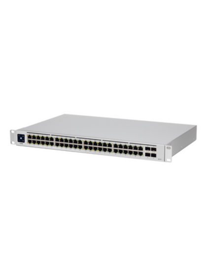 UBIQUITI USW-48-POE UniFi Switch, Capa 2 de 48 puertos (32 puertos PoE 802.3af/at + 16 puertos Gigabit) + 4 puertos 1G SFP, 195W, pantalla informativa