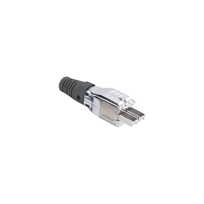 Plug TERA de 4 pares, compatible con cable multifilar de 0.48 mm (26 awg) S/FTP y F/FTP, Color negro