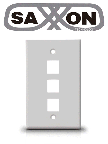 SAXXON A1753A - Placa de pared/ Vertical/ 3 Puertos tipo keystone/ Color blanco
