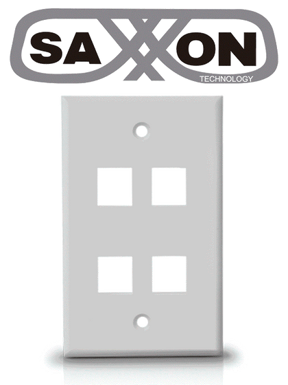 SAXXON A1754A - Placa de pared / Vertical / 4 Puertos tipo keystone / Color blanco