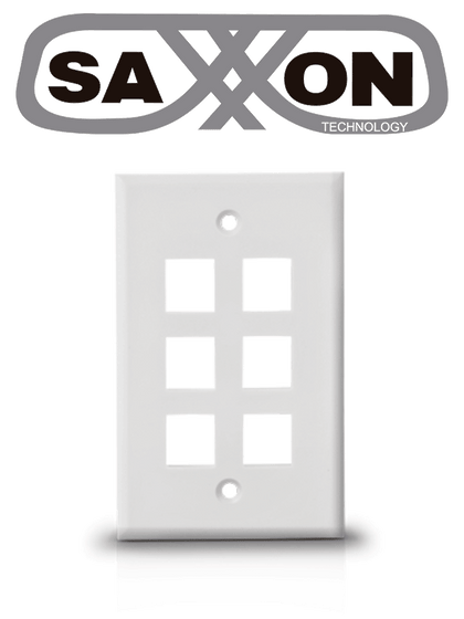 SAXXON A1756A - Placa de pared / Vertical / 6 Puertos tipo keystone / Color blanco