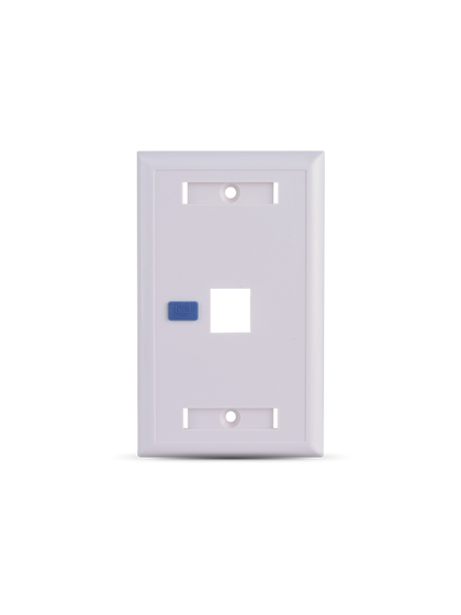 SAXXON A1751E - Placa de pared / Vertical / 1 Puerto tipo keystone / Color blanco / Con etiquetas