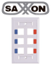 SAXXON A1756E - Placa de pared / Vertical / 6 Puertos tipo keystone / Color blanco / Con etiquetas