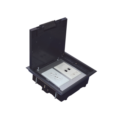 Caja de piso para dos módulos universales (Socket M2), para alimentación eléctrica y redes de datos (11000-33401) No incluye faceplates