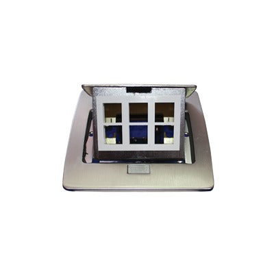 Mini caja de piso rectangular para datos y conectores tipo Keystone, Color y material en acero inoxidable (3 puertos) (11000-21202)