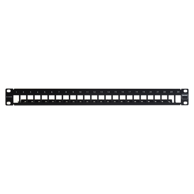 Patch Panel TERA-MAX Blindado de 24 Puertos, Modular (vacío), Plano, Color Negro, 1UR