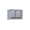 Tapa rectangular dúplex horizontal con  contratapa con mecanismo de auto-cierre de aluminio para uso de interiores y exteriores tipo RR.