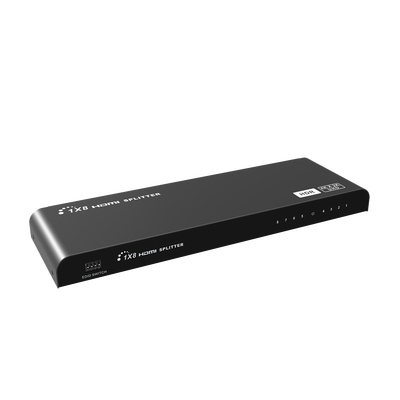 Divisor (Splitter) HDMI 4K de 1 Entrada a 8 Salidas (Simultaneas) / Soporta 4K×2K / Soporta 4 equipos con conexión en Cascada / Ajuste de resoluciones EDID / HDR / HDMI 2.0 /  HDCP 2.2  / Permite mezclar pantallas en 4K y 1080P