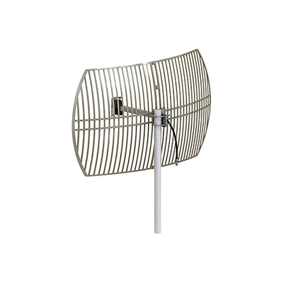 Antena Rejilla direccional, Ganancia 24 dBi, Dimensiones (90 x 60 x 38 cm), rango de frecuencia (2300-2500 MHz).