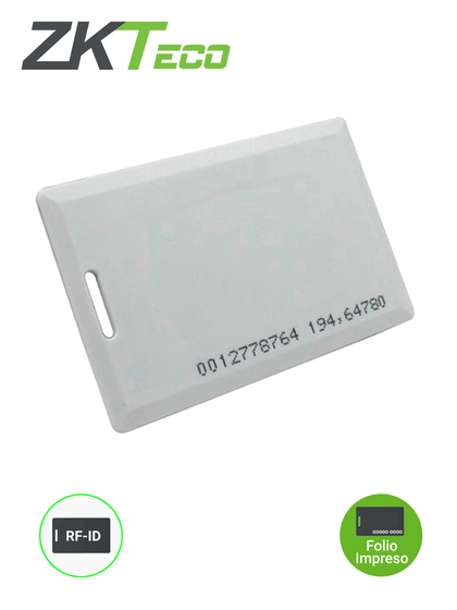 ZKTECO IDCARDKR2K - Tarjeta compatible con lectores RFID con frecuencia de 125 Khz / Tarjeta perforada / 1.88 mm de Grosor tipo clamshell para mayor alcance y más resistencia / Folio impreso  / Unitaria #HotSale