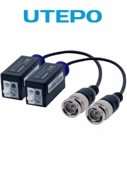 UTEPO UTP101PHD - Par de Transceptores Pasivos 4k (Video Baluns)/ 4k Hasta 160 Metros en CVI/ 4 Megapixeles  Hasta 200 Metros/ 1080p Hasta 250 Metros/ 2 Terminales Push para Fácil Conexión/