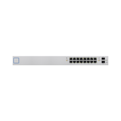 Switch UniFi administrable de 18 puertos (16 Gibabit PoE+ 802.3at/af y pasivo 24V + 2 SFP) 150 Watts