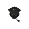 Caja cuadrada multy USB con 2 puertos USB y cable de corriente color negro