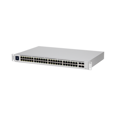 UniFi Switch USW-48-POE, Capa 2 de 48 puertos (32 puertos PoE 802.3af/at + 16 puertos Gigabit) + 4 puertos 1G SFP, 195W, pantalla informativa