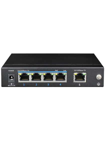 UTEPO UTP3SW0401TP60 - Switch  PoE de 5 Puertos Fast Ethernet/ 4 Puertos  PoE/ 60  Watts Totales/ 1 Puerto Uplink/ Estándares  802.3af & at / Conexión hasta 250m en Modo CCTV/ No administrable