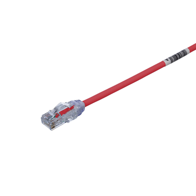 Cable de Parcheo UTP Cat6A, CM/LSZH, Diámetro Reducido (28AWG), Color Rojo, 1ft