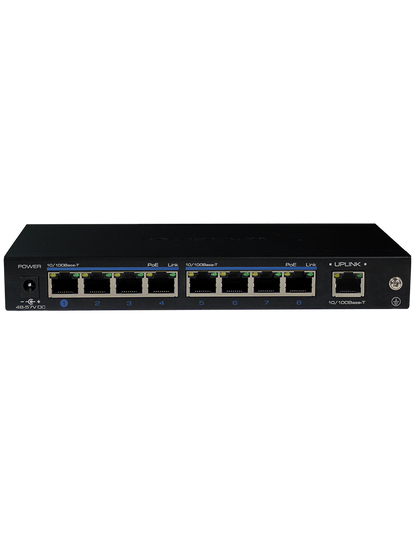 UTEPO UTP3SW08TP120 - Switch  PoE de 9 Puertos Fast Ethernet/ 8 Puertos PoE/ 1 Puerto UPLINK/ 120 Watts Totales/ Estándares 802.3af & at/ Conexión hasta 250m en Modo CCTV/ No administrable