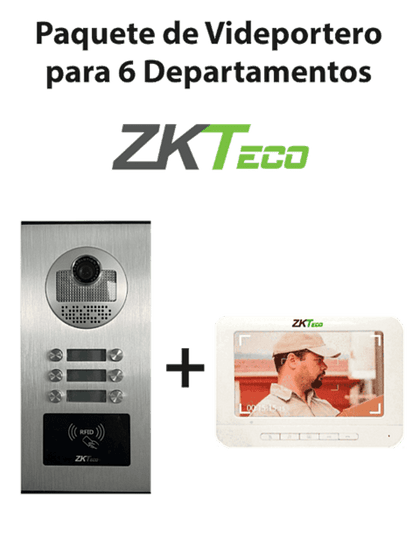 ZKTeco VE06A01PAQ7P- Paquete de Videoportero para 6 Departamentos VE06A01 con 1 Monitor VDPIB3 de 7 pulgadas