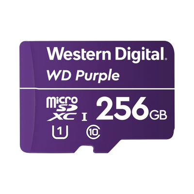 Memoria microSD de 256 GB PURPLE, Especializada Para Videovigilancia, 10 VECES MAYOR DURACIÓN, 3 AÑOS DE GARANTIA